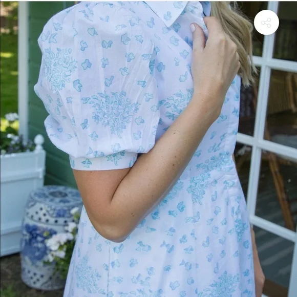 Julia Amory Short Sleeve Shirtdress- Robin’s Egg Tulip - Picture 3 of 4